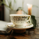A Reader Lives Tea Cup, Saucer & Spoon