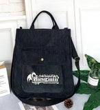 Fourth Wing Inspired Embroidered Corduroy Tote Bag