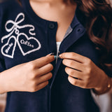 Books & Coffee Short Sleeve Button Sweater
