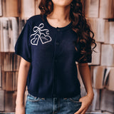 Books & Coffee Short Sleeve Button Sweater