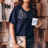 Books & Coffee Short Sleeve Button Sweater