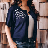 Books & Coffee Short Sleeve Button Sweater