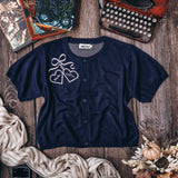 Books & Coffee Short Sleeve Button Sweater