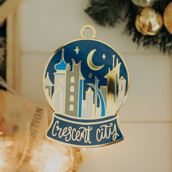 Crescent City Inspired Snow Globe Enamel Ornament