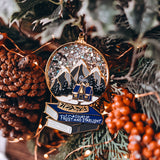 A Court of Frost and Starlight Inspired Enamel Snow Globe Ornament