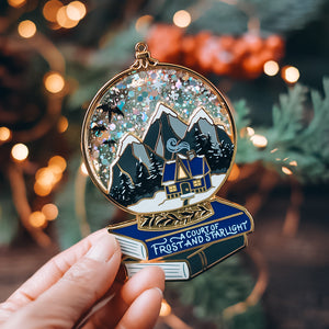 A Court of Frost and Starlight Inspired Enamel Snow Globe Ornament