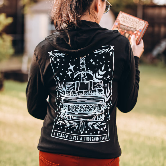 A Reader Lives a Thousand Lives Zip Up Lightweight Hoodie