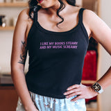 Books Steamy Music Screamy Spaghetti Strap Tank