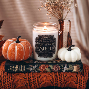 Velvet-Wrapped Steel Candle