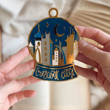 Crescent City Inspired Snow Globe Enamel Ornament