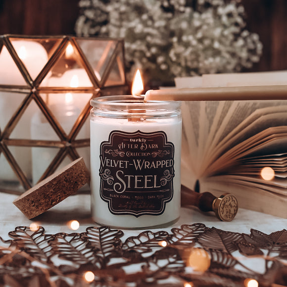 Velvet-Wrapped Steel Candle