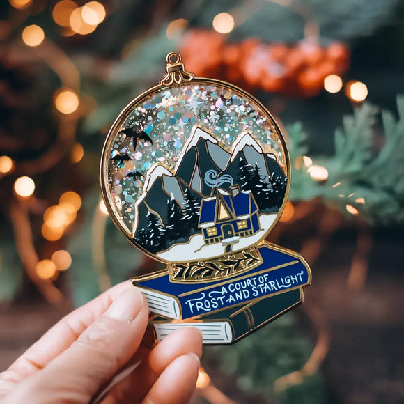 A Court of Frost and Starlight Inspired Enamel Snow Globe Ornament Home