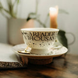 A Reader Lives Tea Cup Saucer & Spoon Drinkware