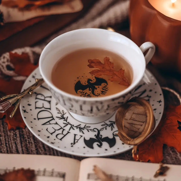 A Reader Lives Tea Cup Saucer & Spoon Drinkware