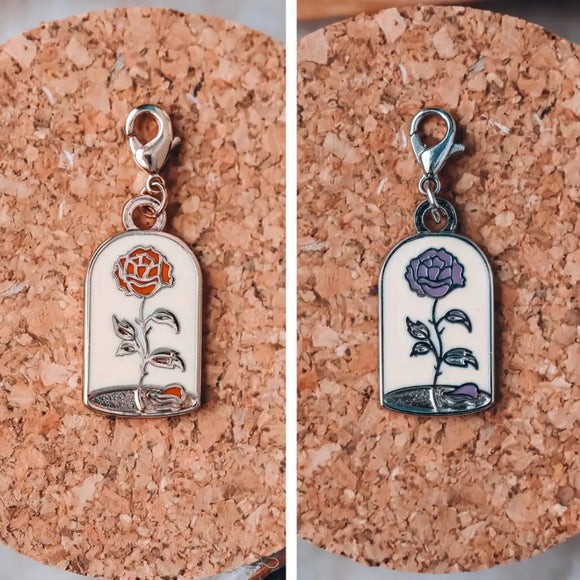 Beauty and The Beast Inspired Enchanted Rose Charm Enamel Pins