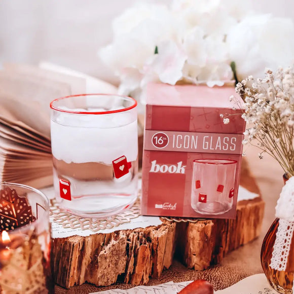 Book Icon Glass Drinkware