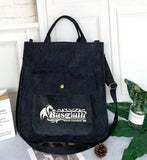 Fourth Wing Inspired Embroidered Corduroy Tote Bag Bags