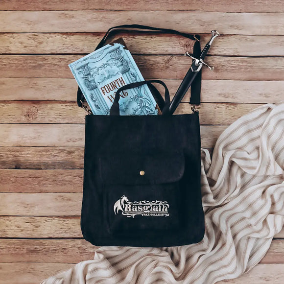 Fourth Wing Inspired Embroidered Corduroy Tote Bag Bags
