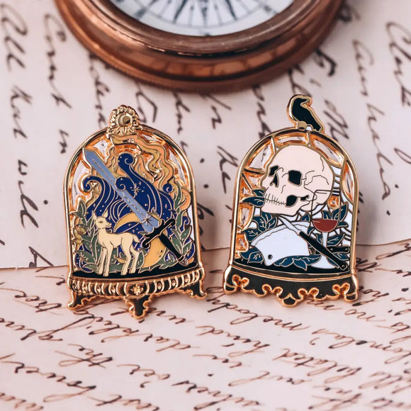 Hold Me Cloche Inspired Cabinet of Curiosities Enamel Pins