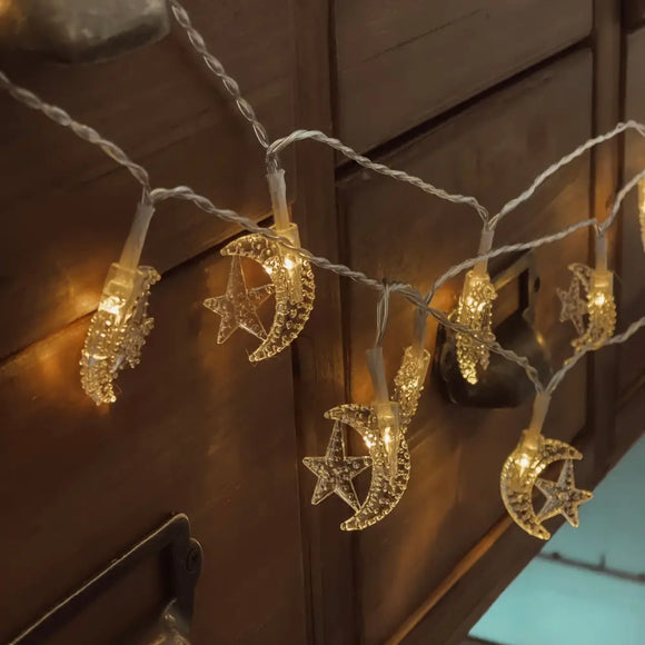 Moon & Stars Bookshelf String Lights