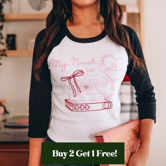 My Book is Calling Quarter Sleeve Baby Tee Shirt