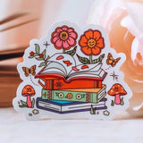 Pride Book Stack Vinyl Sticker Rainbow