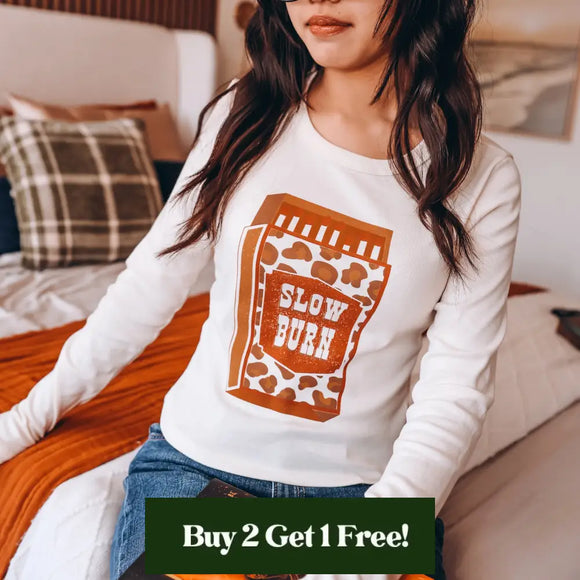 Slow Burn Matchbook Long Sleeve Baby Tee Shirt