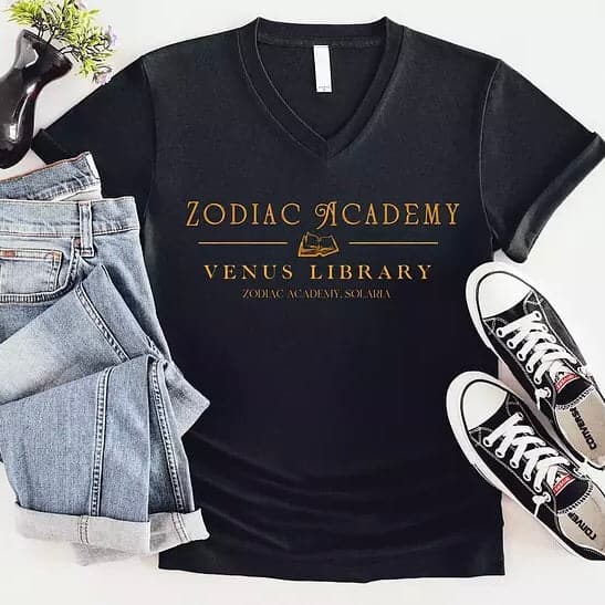 Zodiac Academy Venus Library V-Neck Shirt