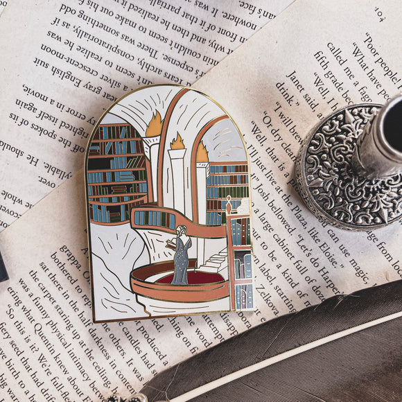 House of Wind Library Window Enamel Pin - The Bookish Shop